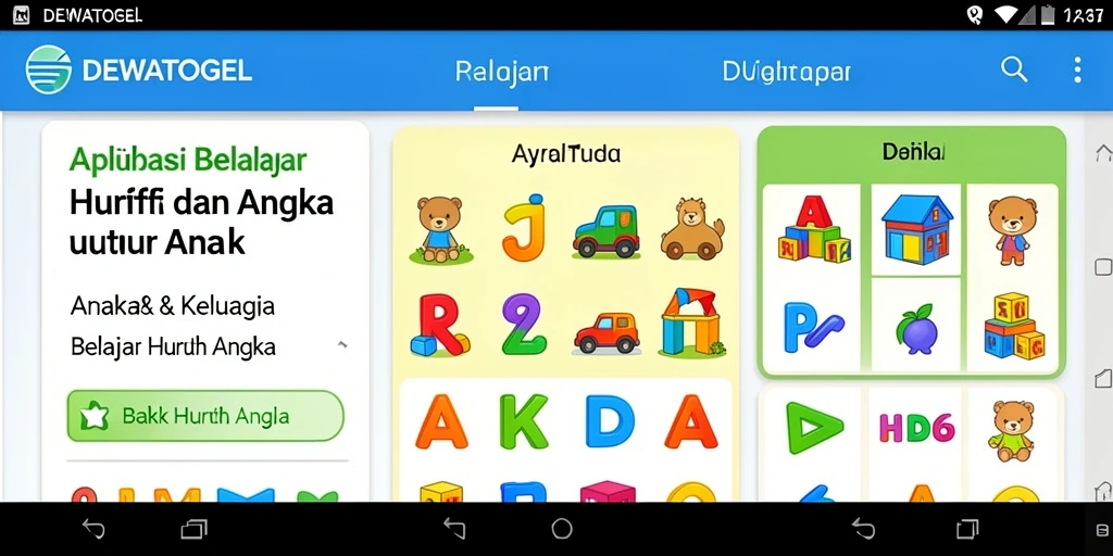 Tampilan antarmuka DEWATOGEL yang menarik dan ramah anak.