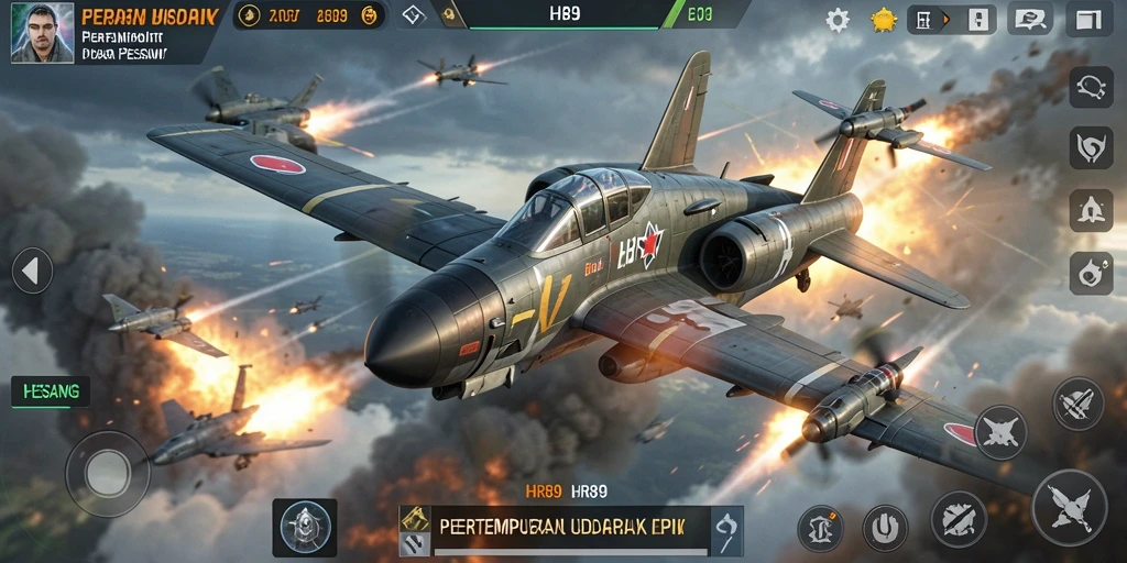 Tampilan antarmuka game Perang Pesawat yang menakjubkan di HR89.
