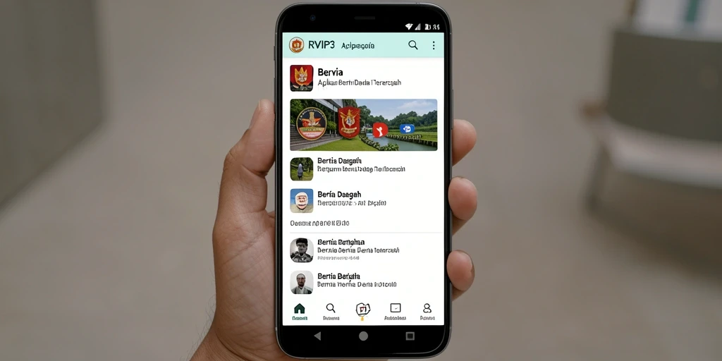 Antarmuka aplikasi RVIP3 yang menampilkan berita terbaru daerah.