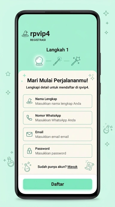 Tampilan halaman daftar rpvip4